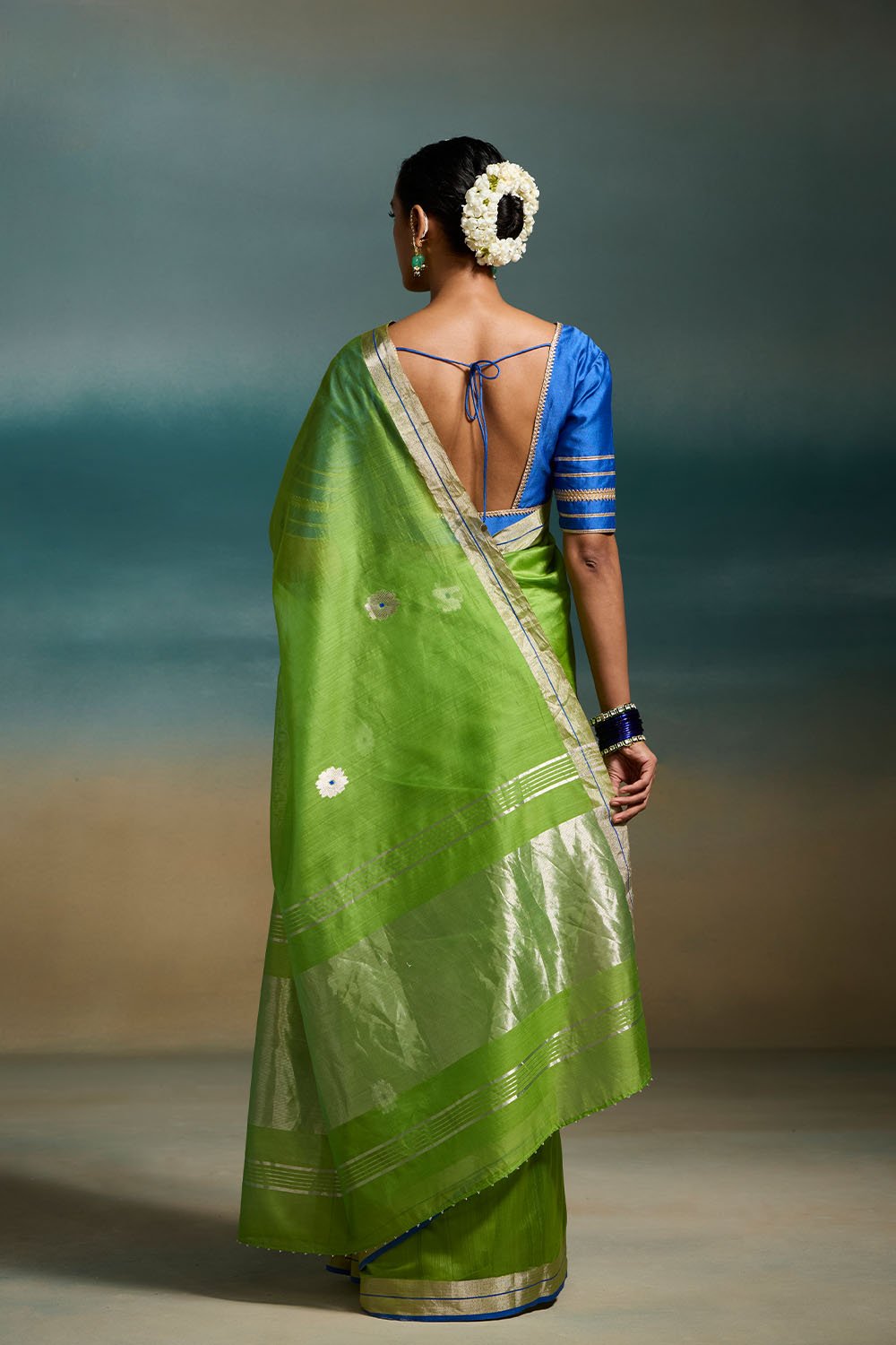Vanya Handloom Chanderi Parrot Green Sarees