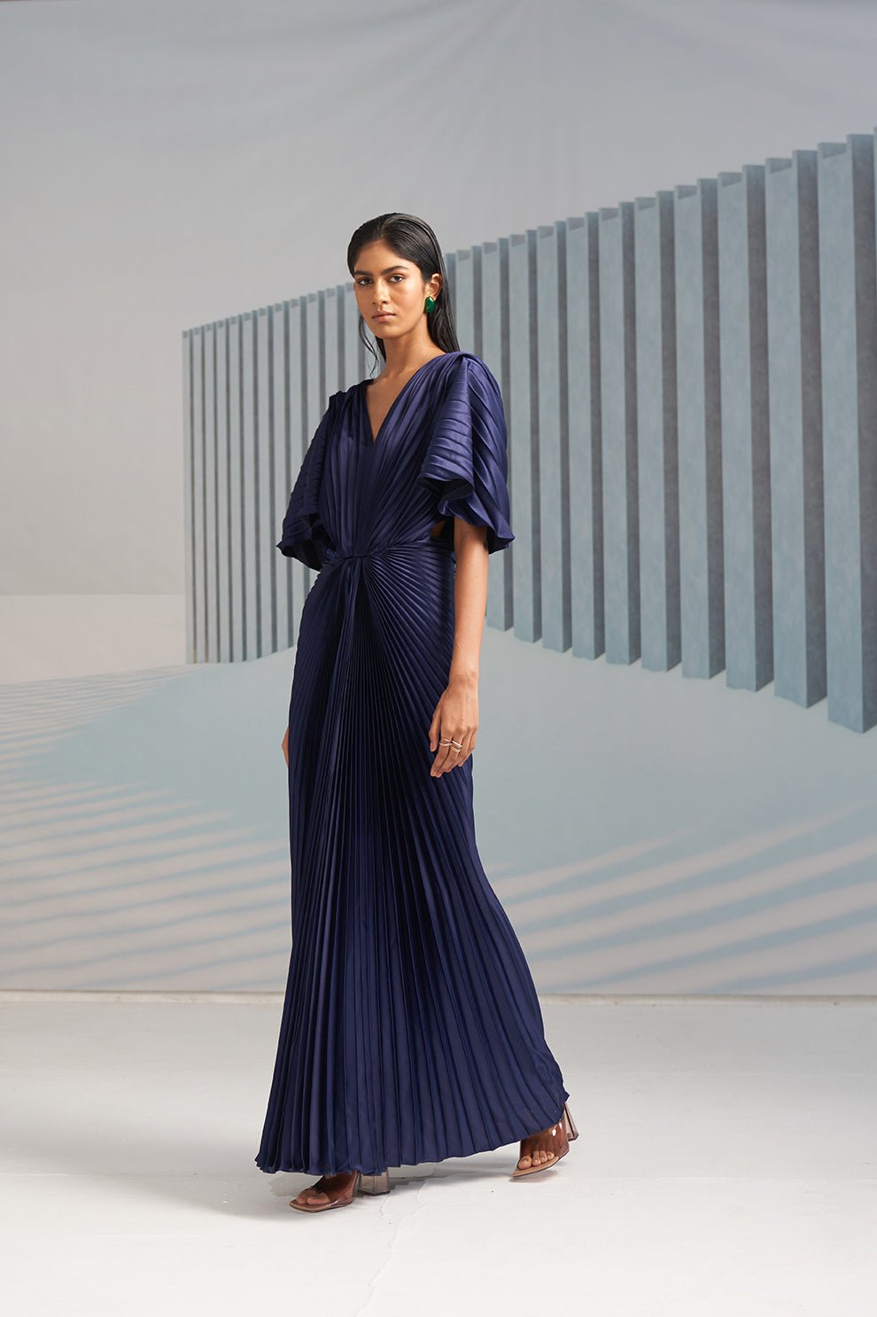 Pleated Winged Gown