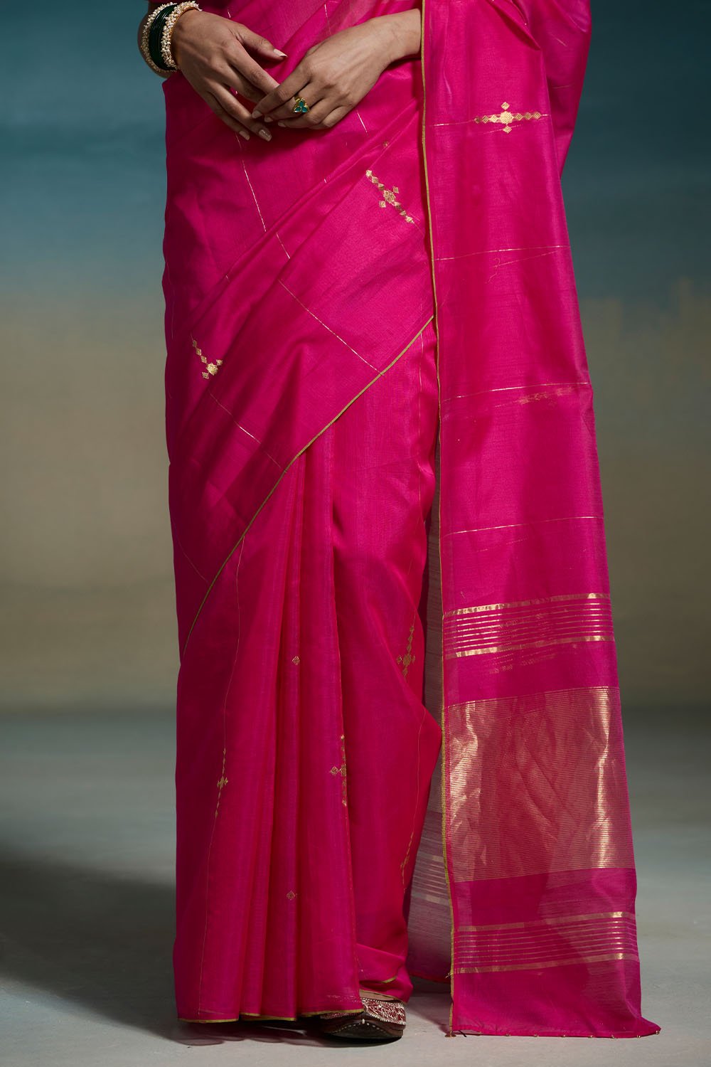 Nayika Handloom Chanderi Pink Sarees