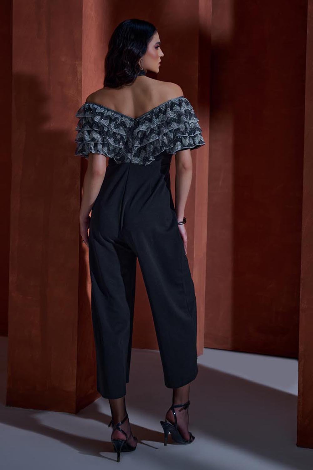 Mettalic Ruffled Jumpsuit