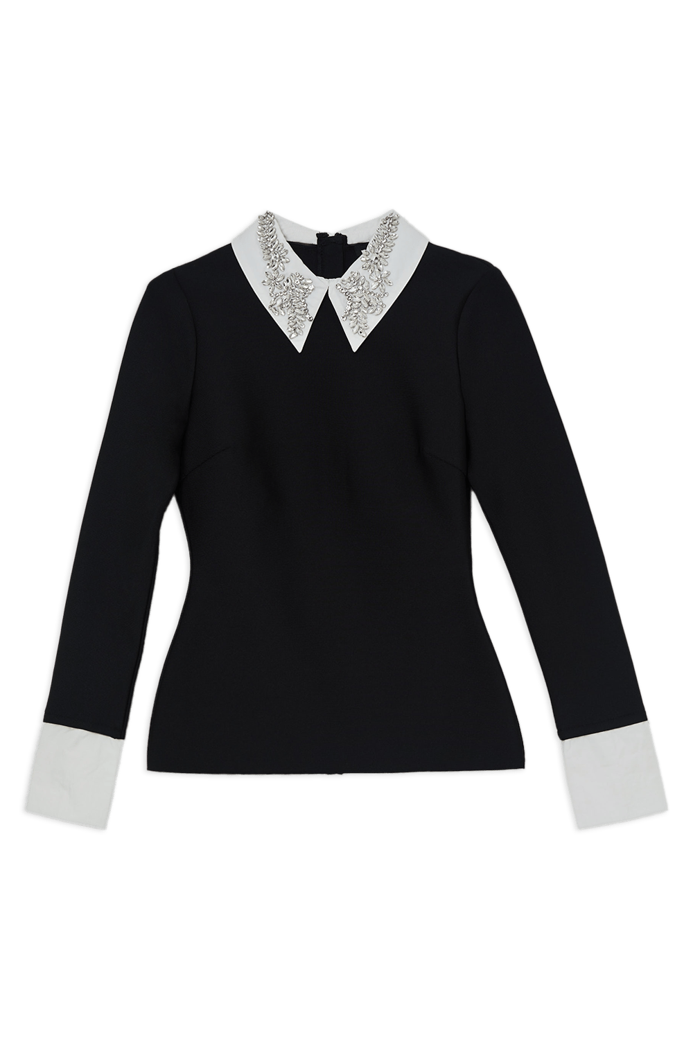 Figure Form Bandage Embellished Collar Knit Top