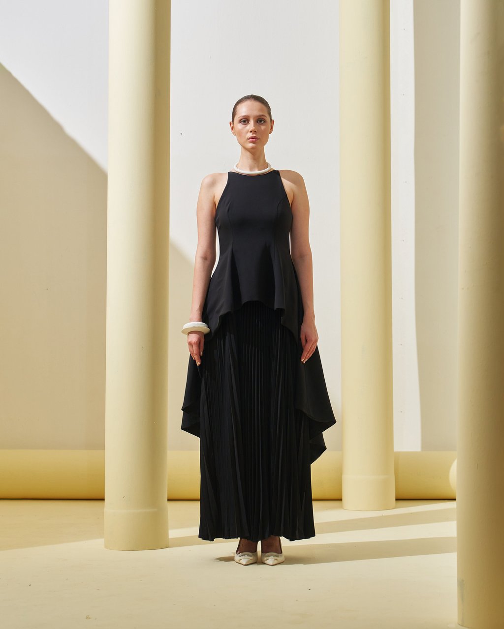 Peplum Pleated Gown