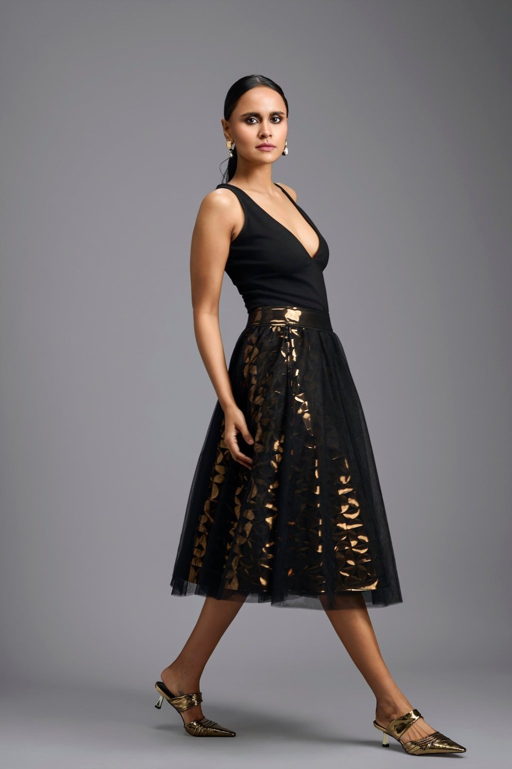 Metallic Cutwork Skirt