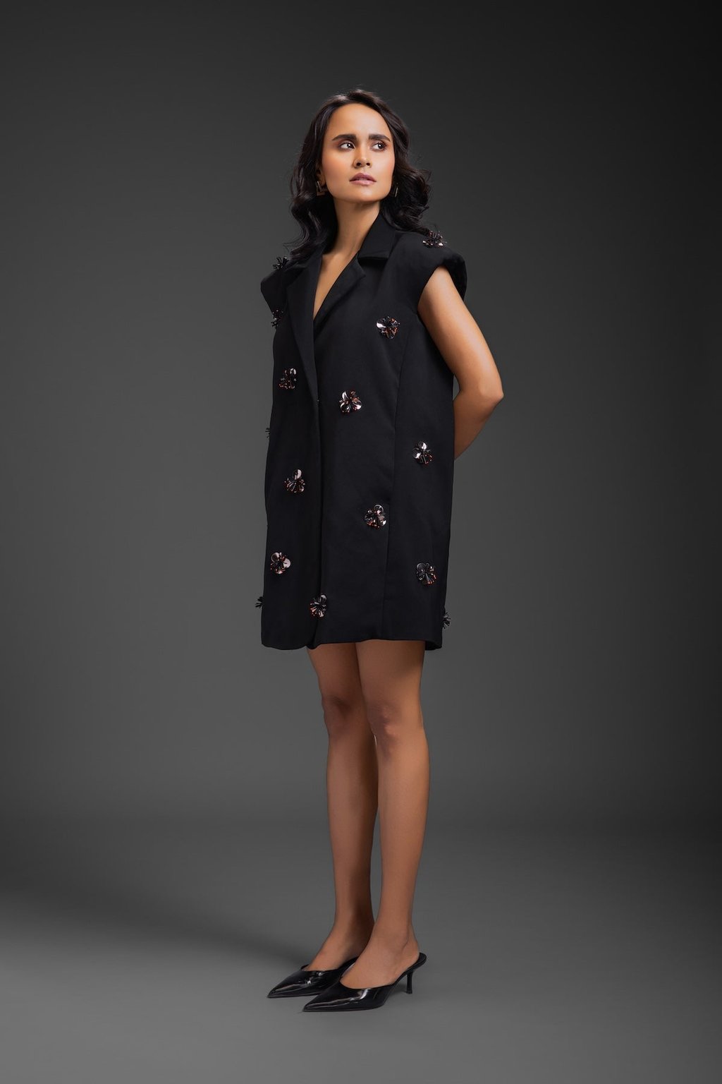 Blazer Dress with Neon Embroidery Detail