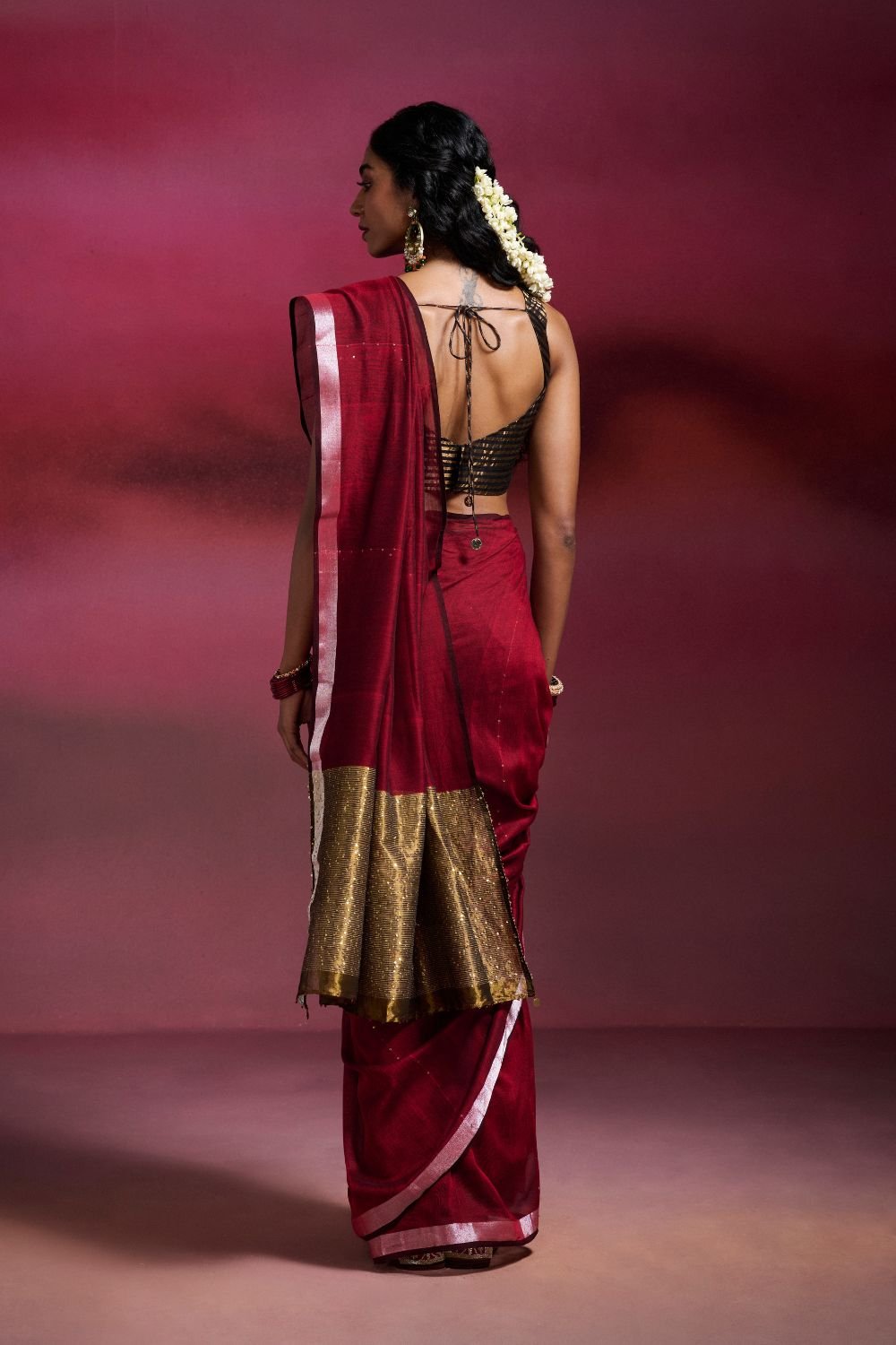 Maroon Handwoven Cotton Saree