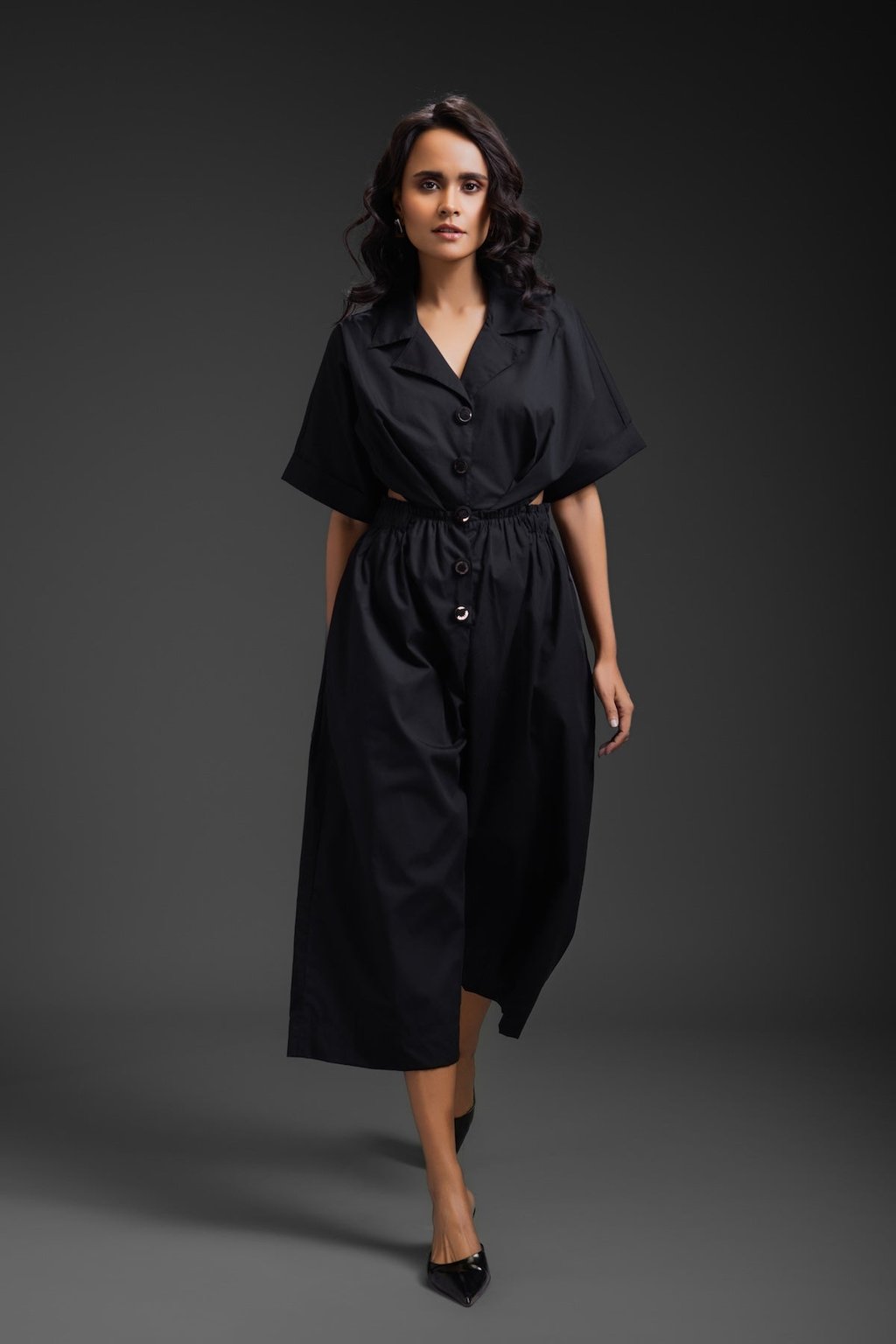 Black Jumpsuit with Side Cuts