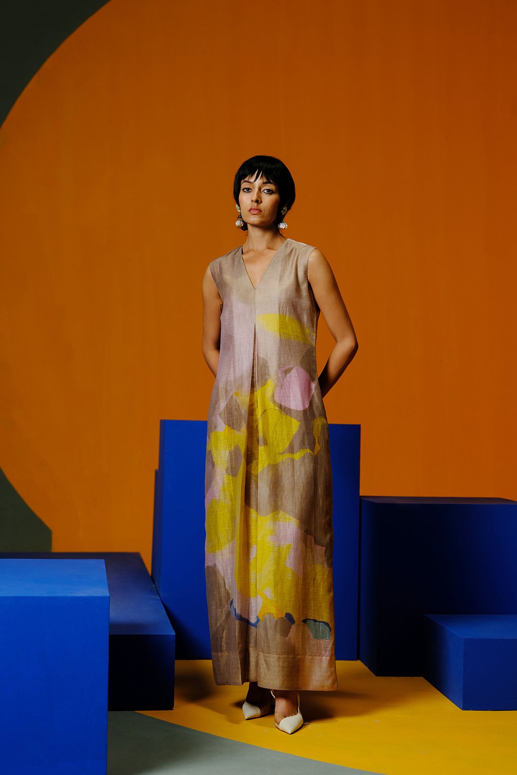 Candy Floss Smoky Beige & Bright Yellow Jumpsuit