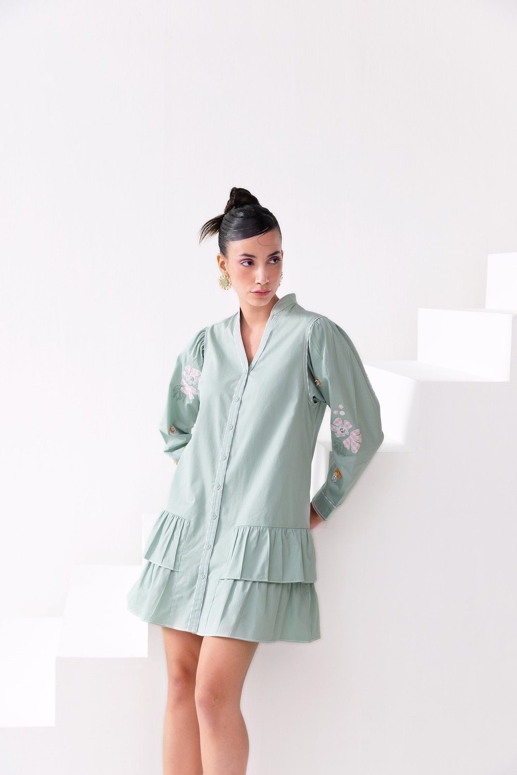 Birdsong Dress Short Sea Foam