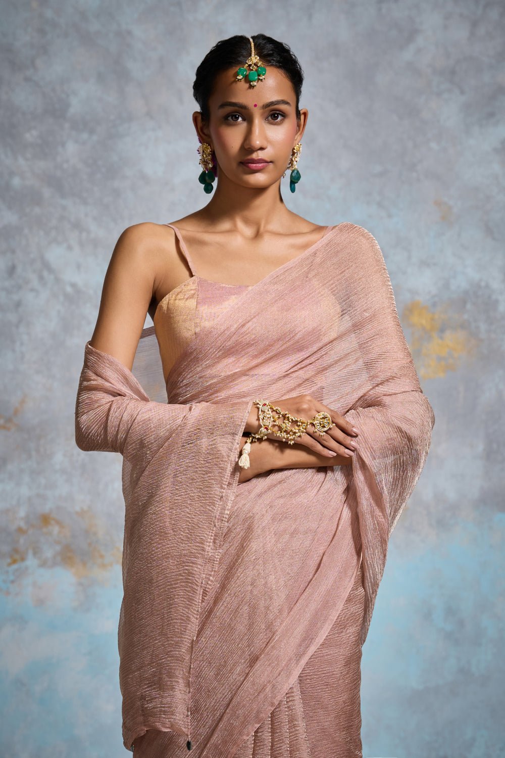 Tisya Tissue Pastel Peach Sarees
