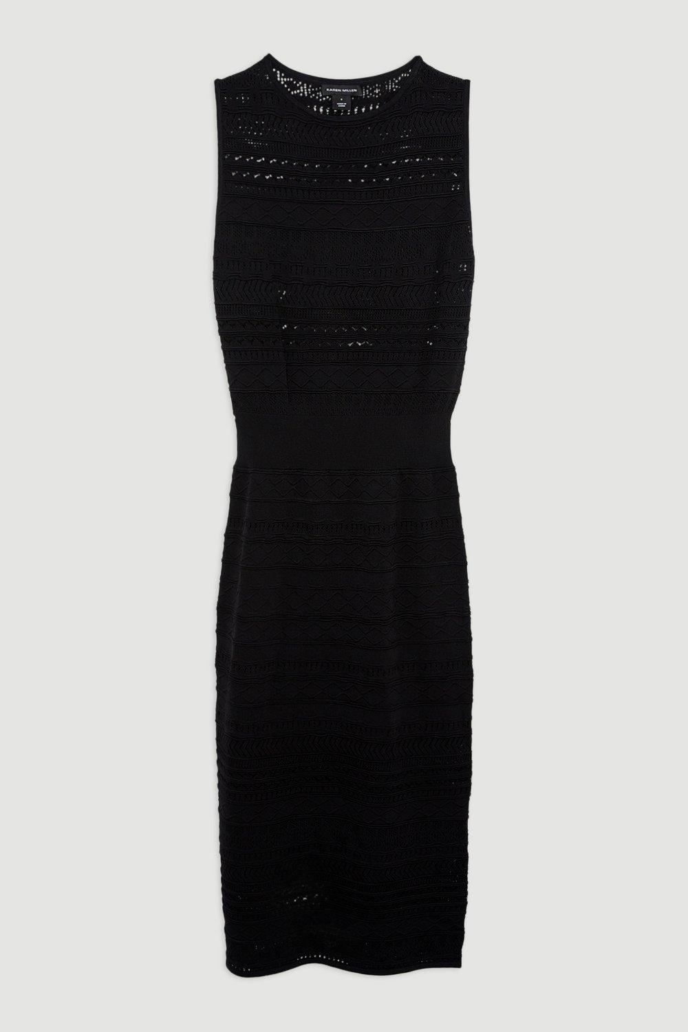 Pointelle Knit Racer Midi Dress