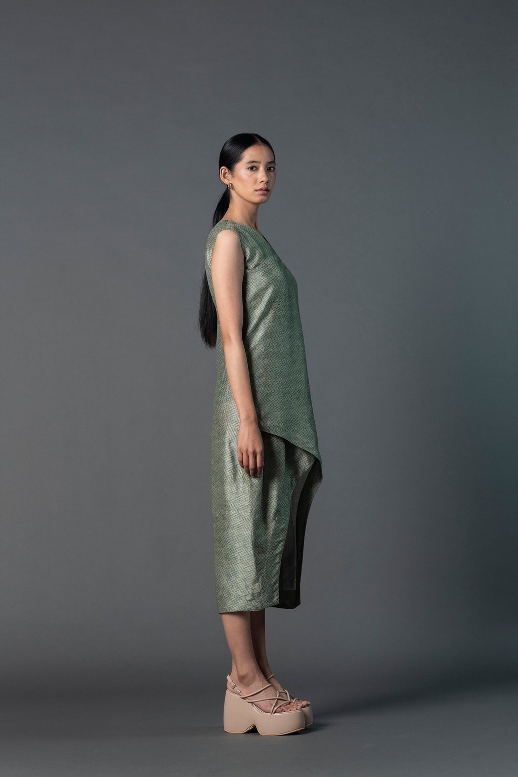 Array Bandhani Forest Green Dress