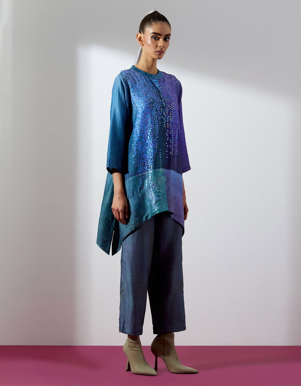 Glint Green & Purple Shirt Paired with Pants