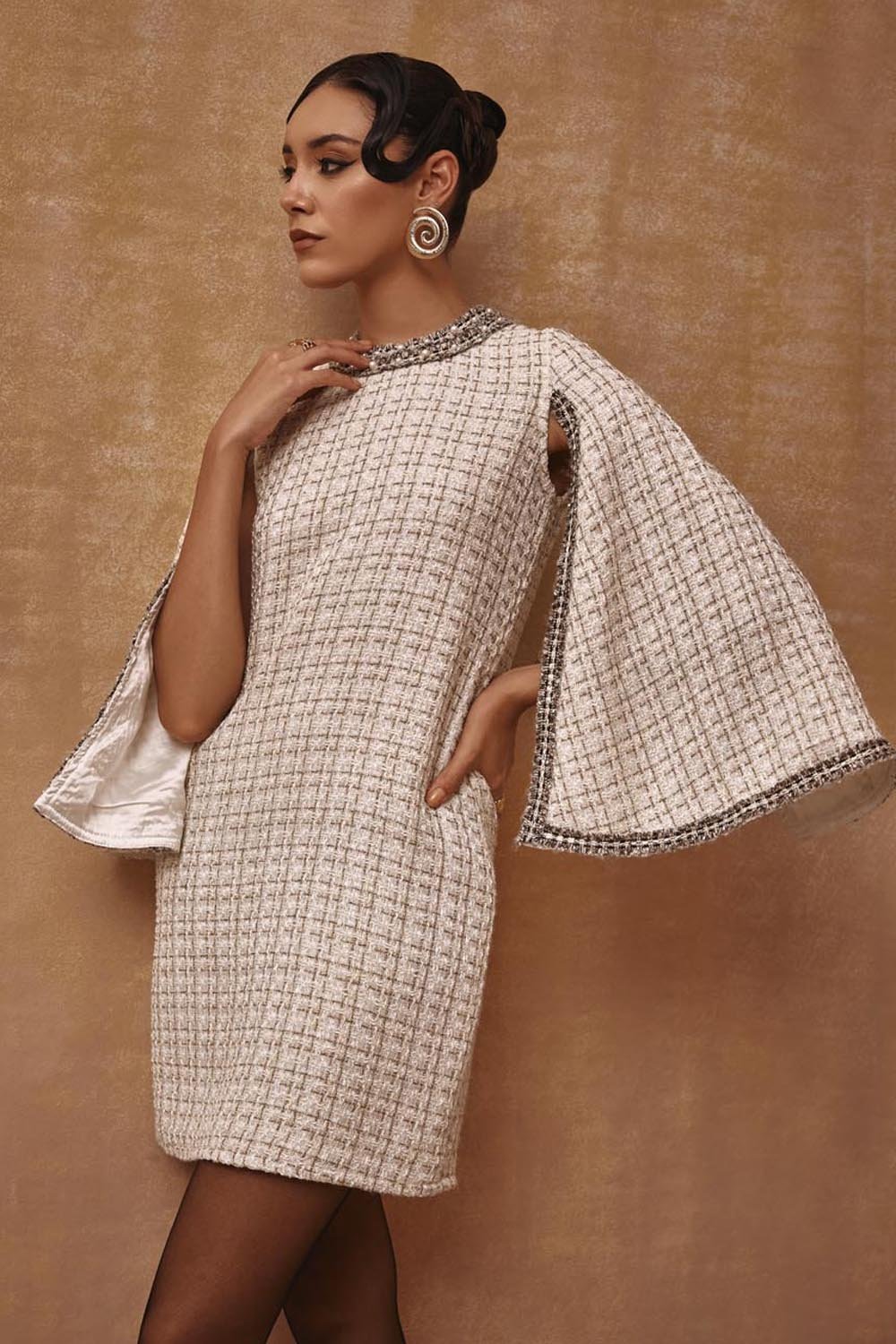 Metallic Cape Dress