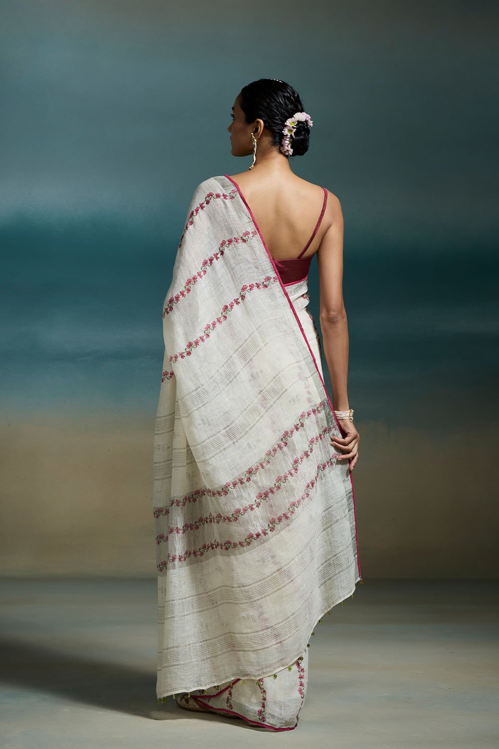 Lumiere Handloom Linen White Sarees