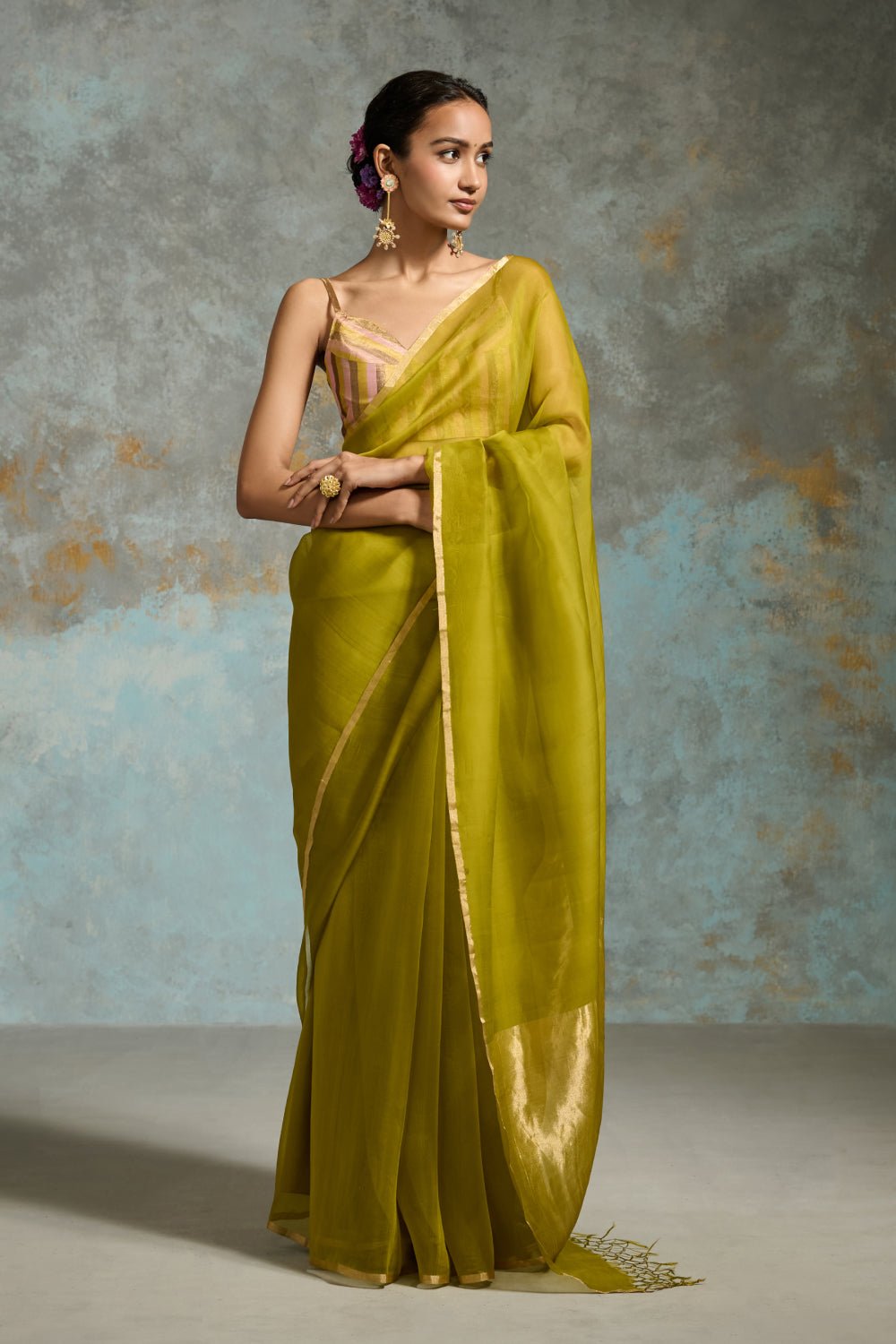 Ujjwala Organza Lime Green Sarees