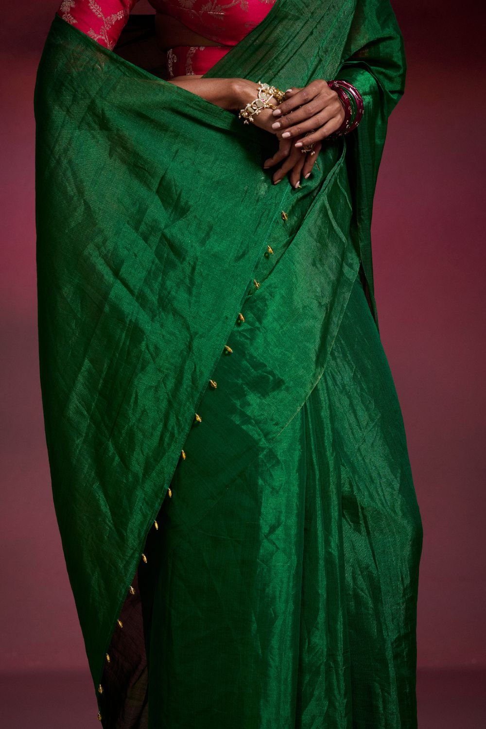 Emerald Green Handwoven Tissue Saree