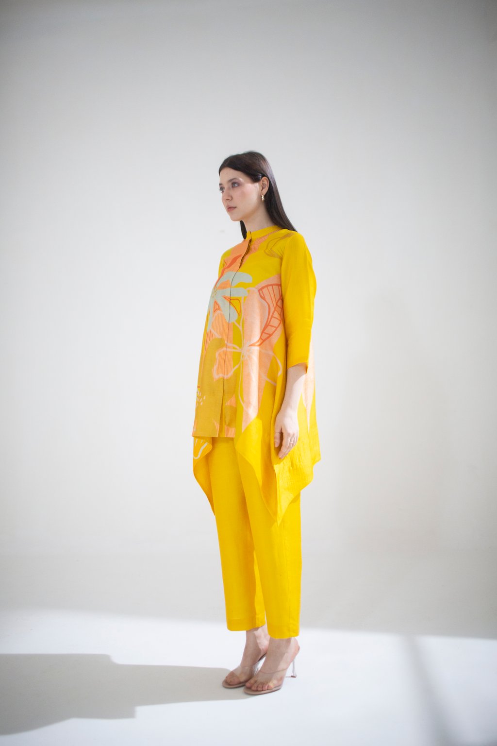 Yellow Short Kaftan Tail Set