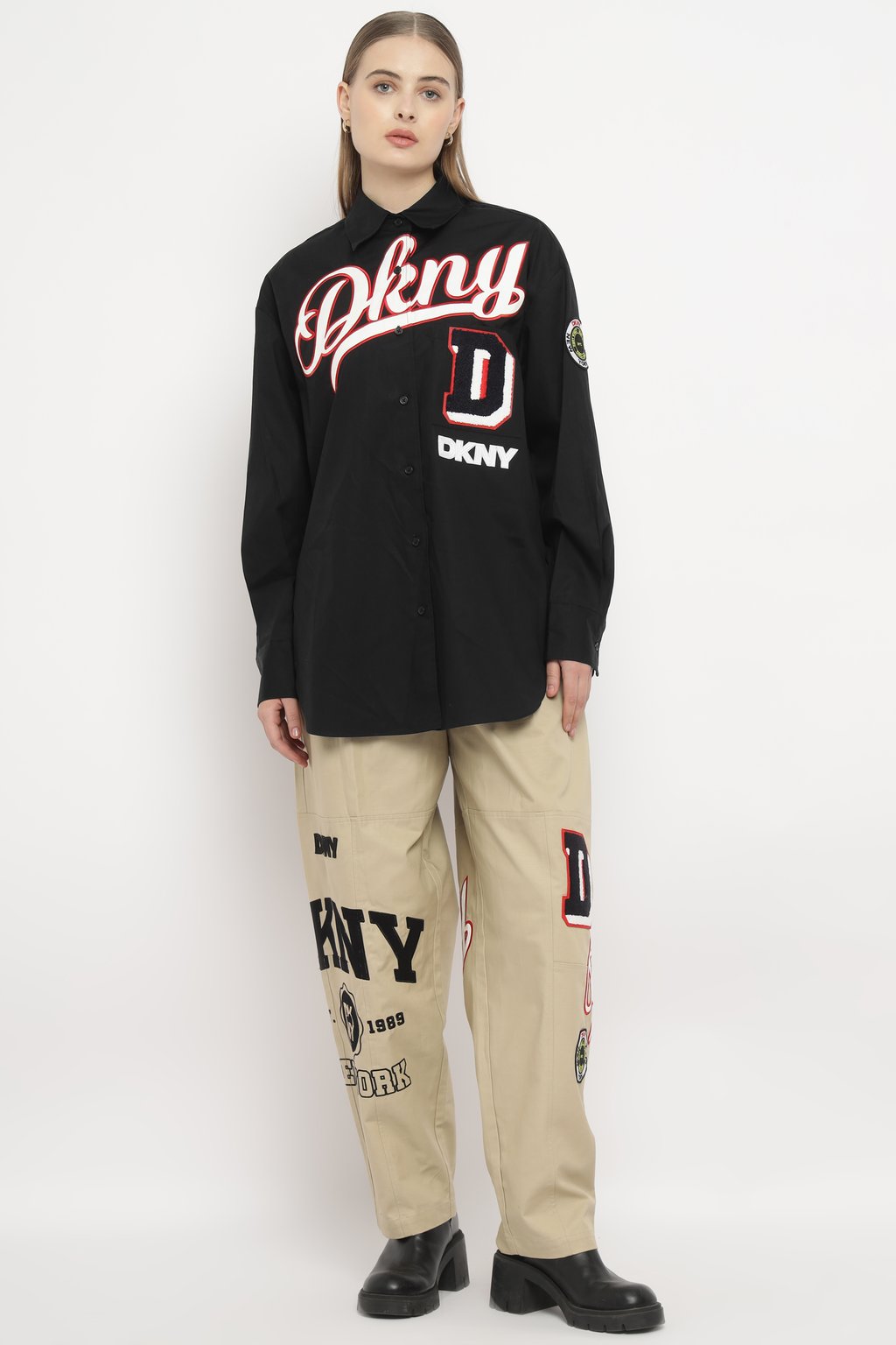 Spread Collar Heat of Ny  Patch & Embroidery Shirt