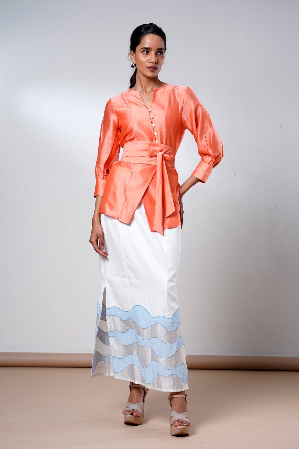 Nella – Coral Breeze Denim Skirt