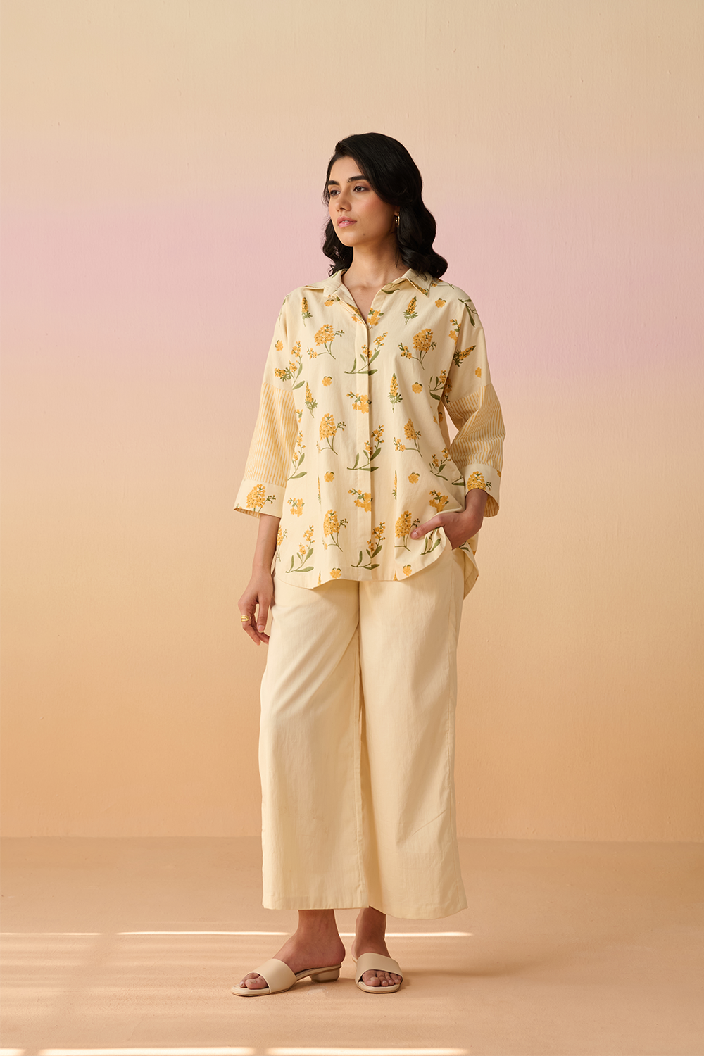 Ivory Cotton Hand Block Floral Print Co-Ord Set