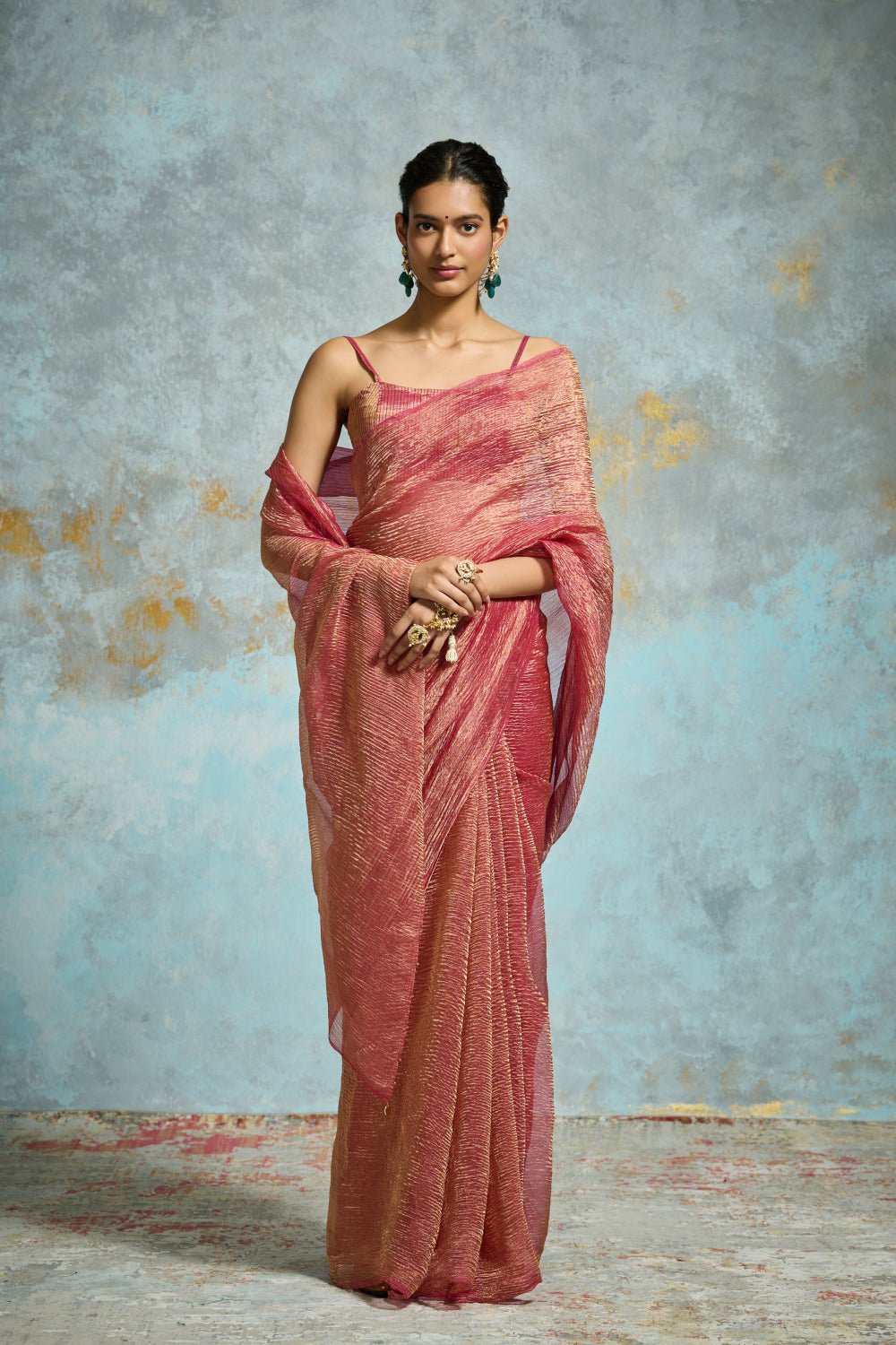 Jhalak Tissue Deep Pink Sarees