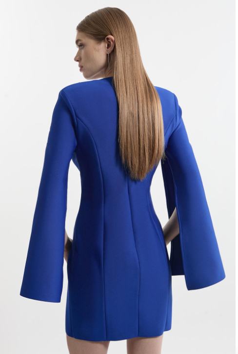 Bandage Form Fitting Cape Sleeve Embellished Mini Dress