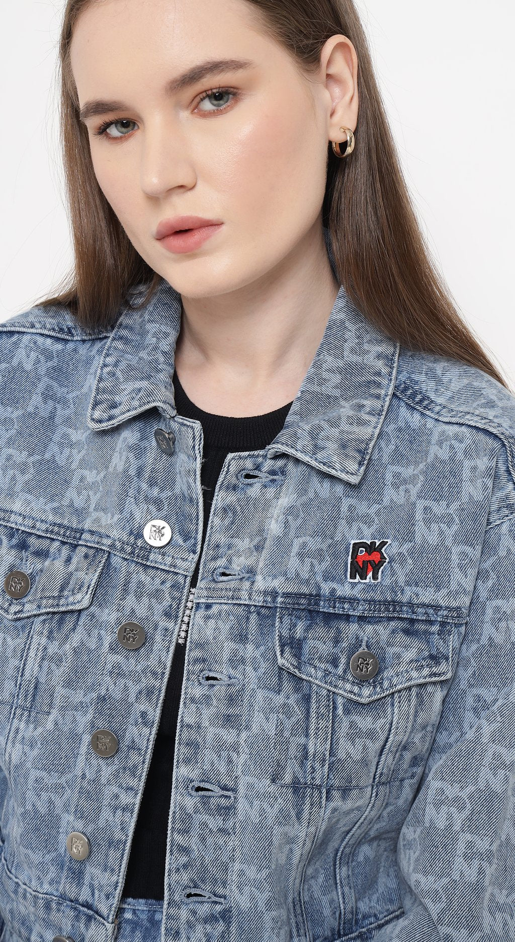 Denim Jacket with Allover Logo