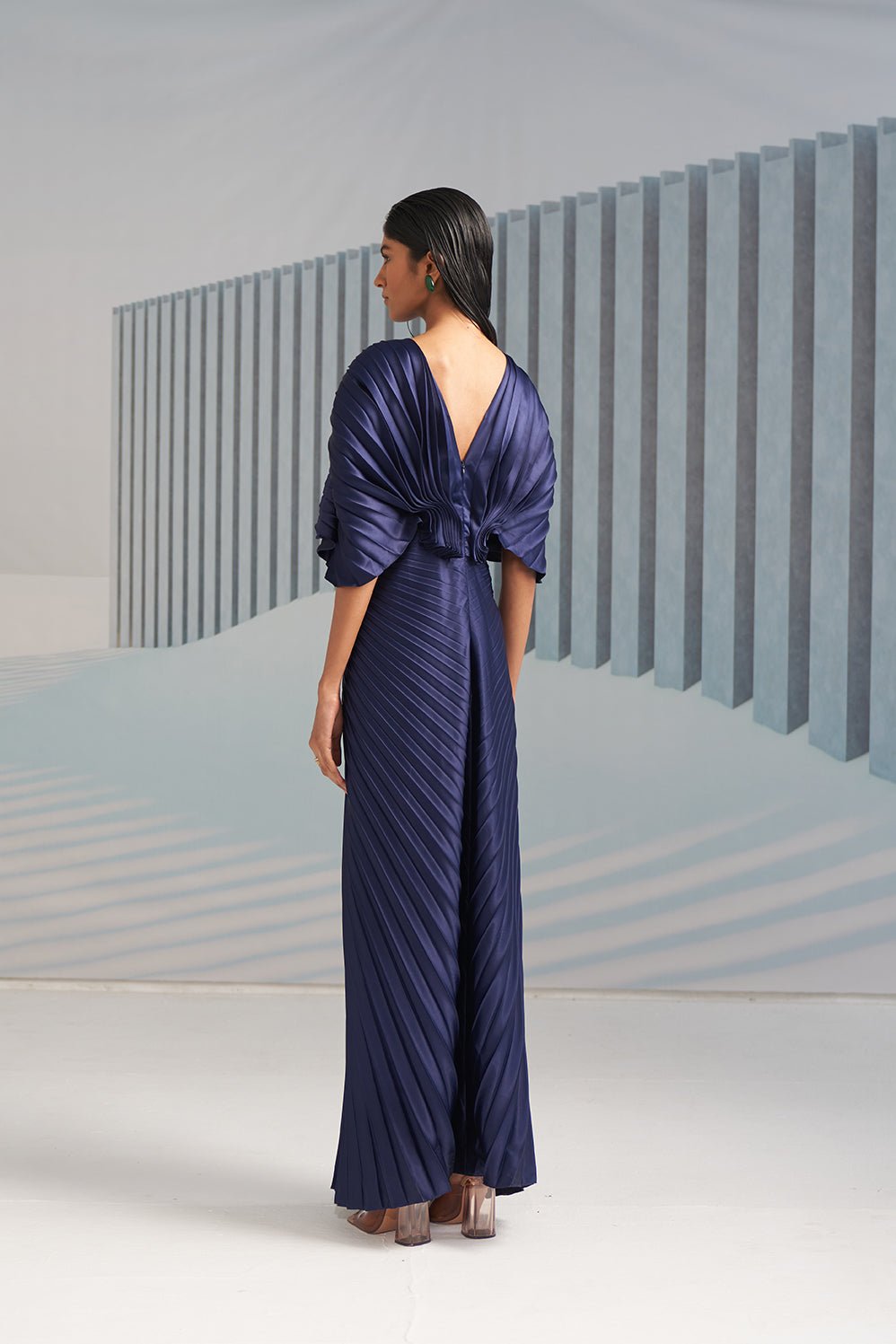 Pleated Winged Gown