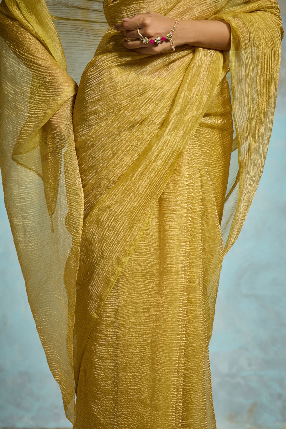 Aaira Tissue Lime Green Sarees