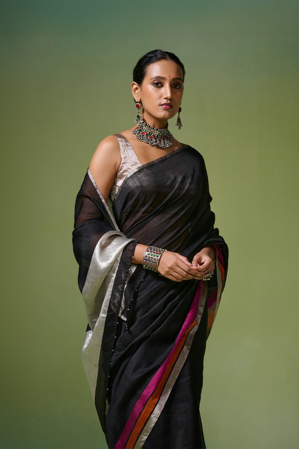 Raaz Chanderi Black Sarees
