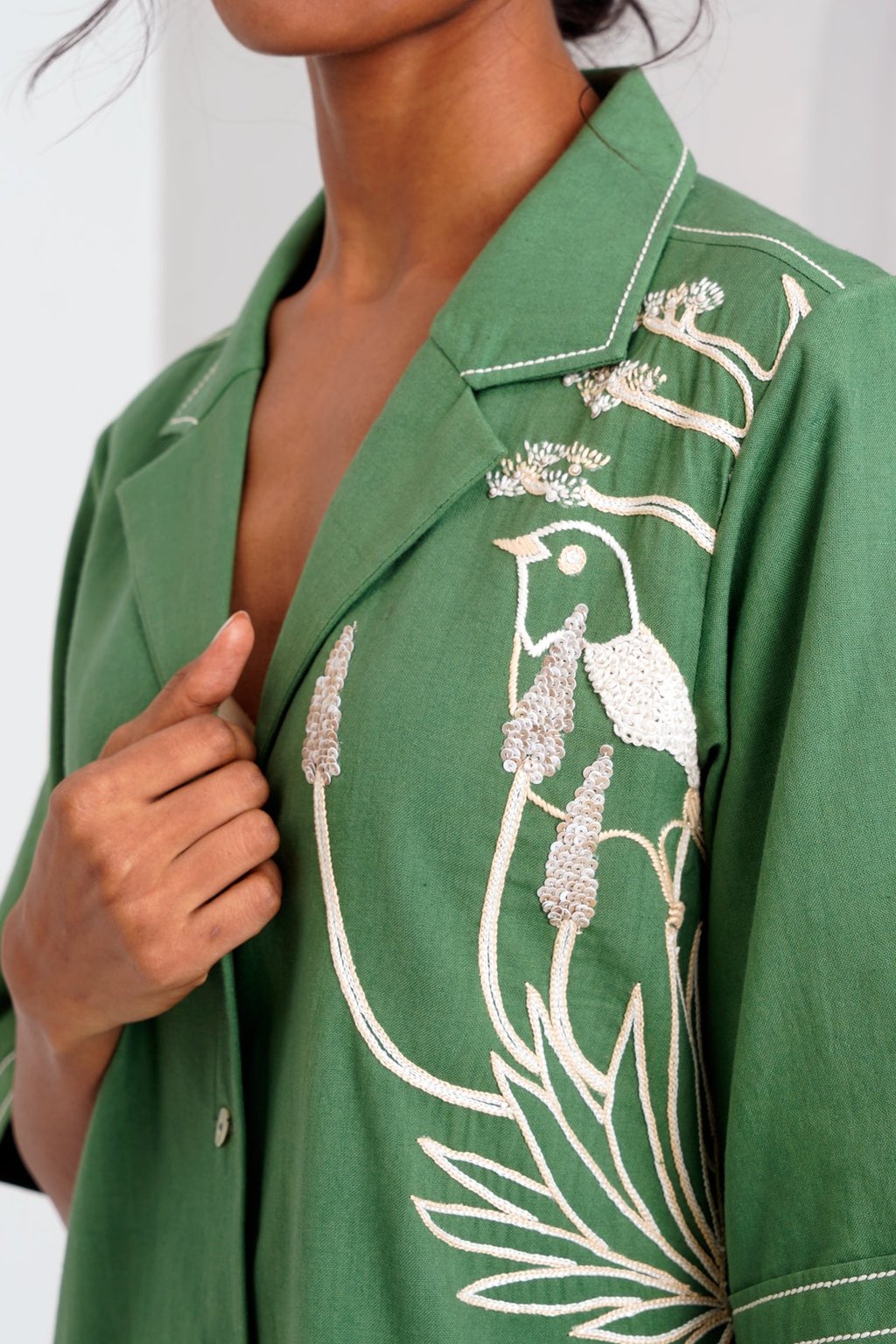 Taiwo - Embroidered Shirt Dress