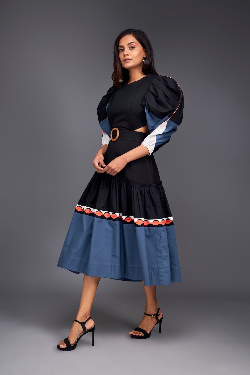 Colour Block Side Cutout Dress