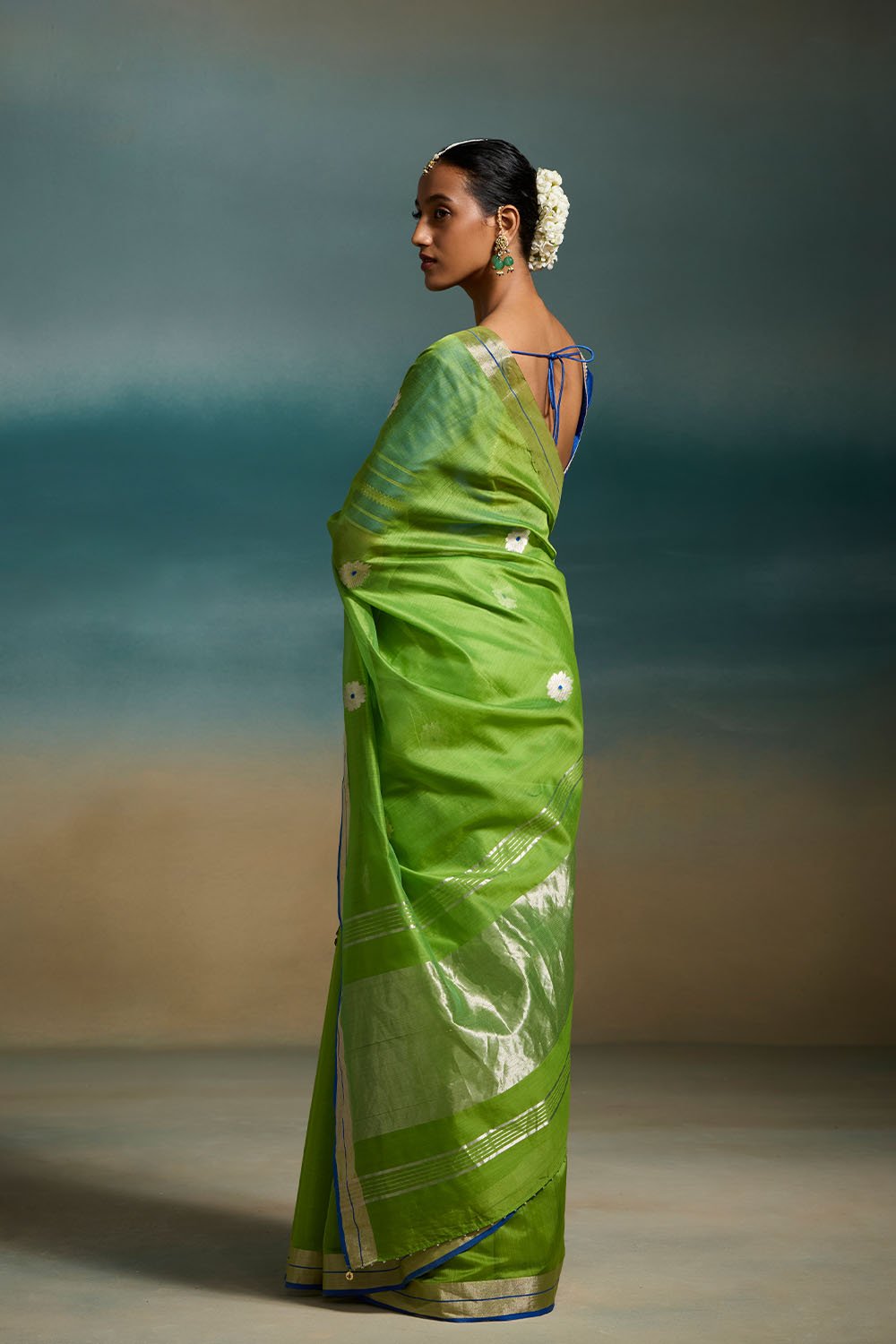 Vanya Handloom Chanderi Parrot Green Sarees