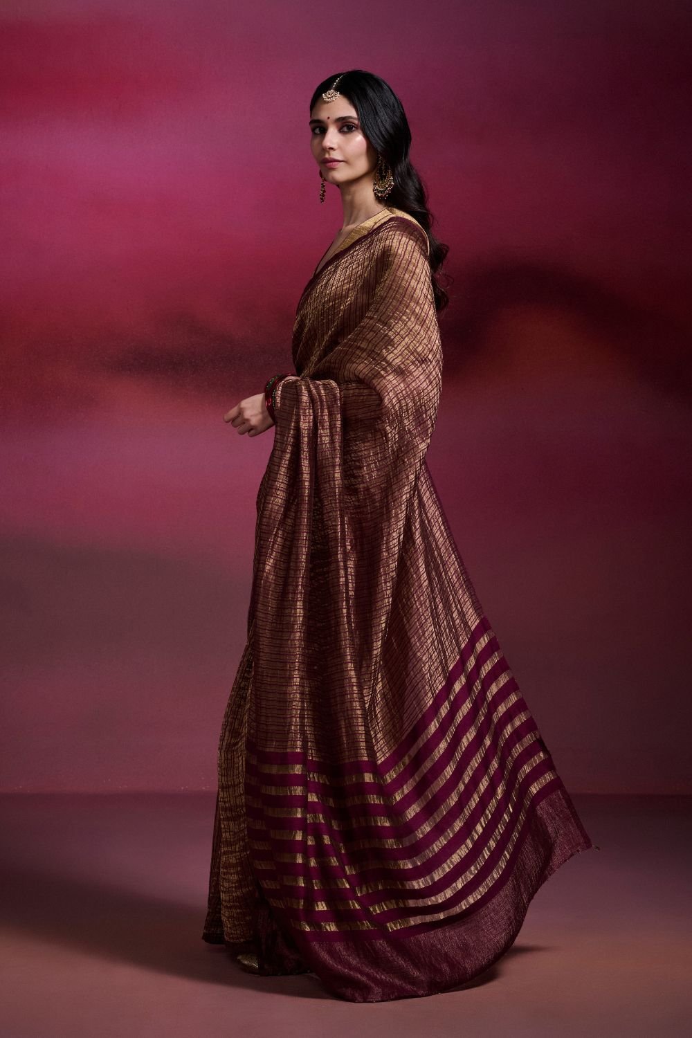Plum Banarasi Silk Cotton Saree