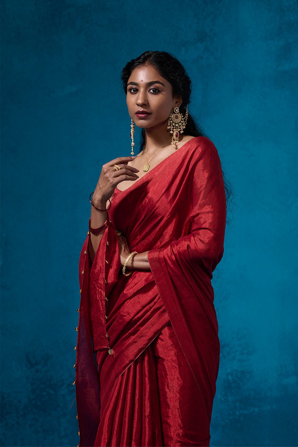 Dilaab Tissue Fabric Rich Red  Sarees