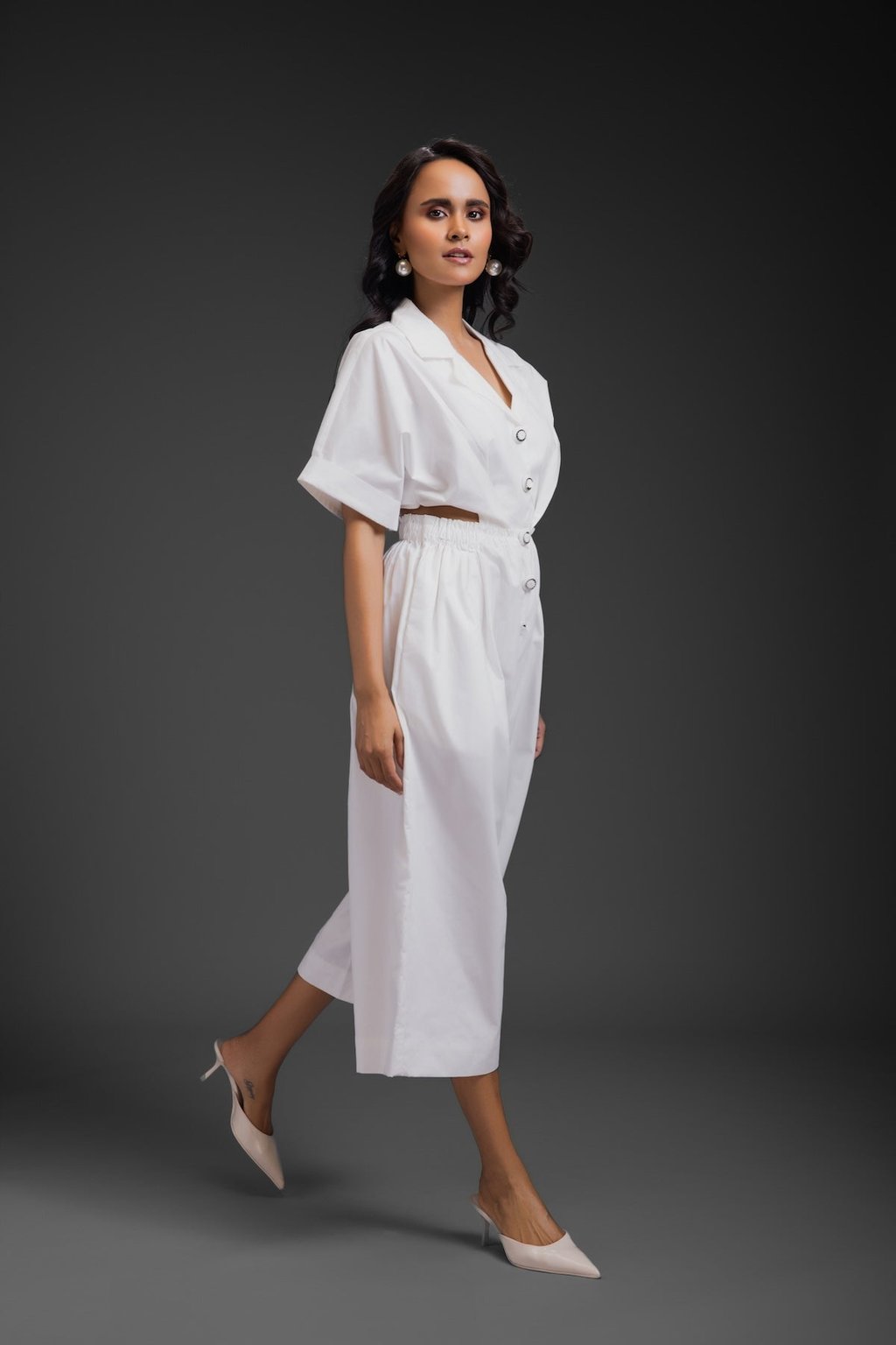 White Jumpsuit with Side Cuts