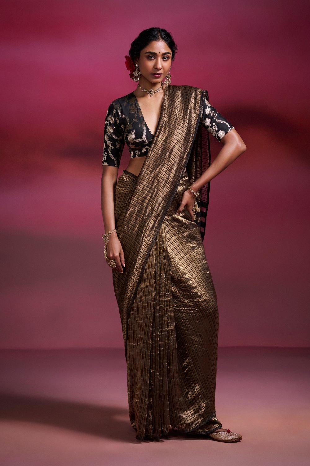 Black Banarasi Silk Cotton Saree