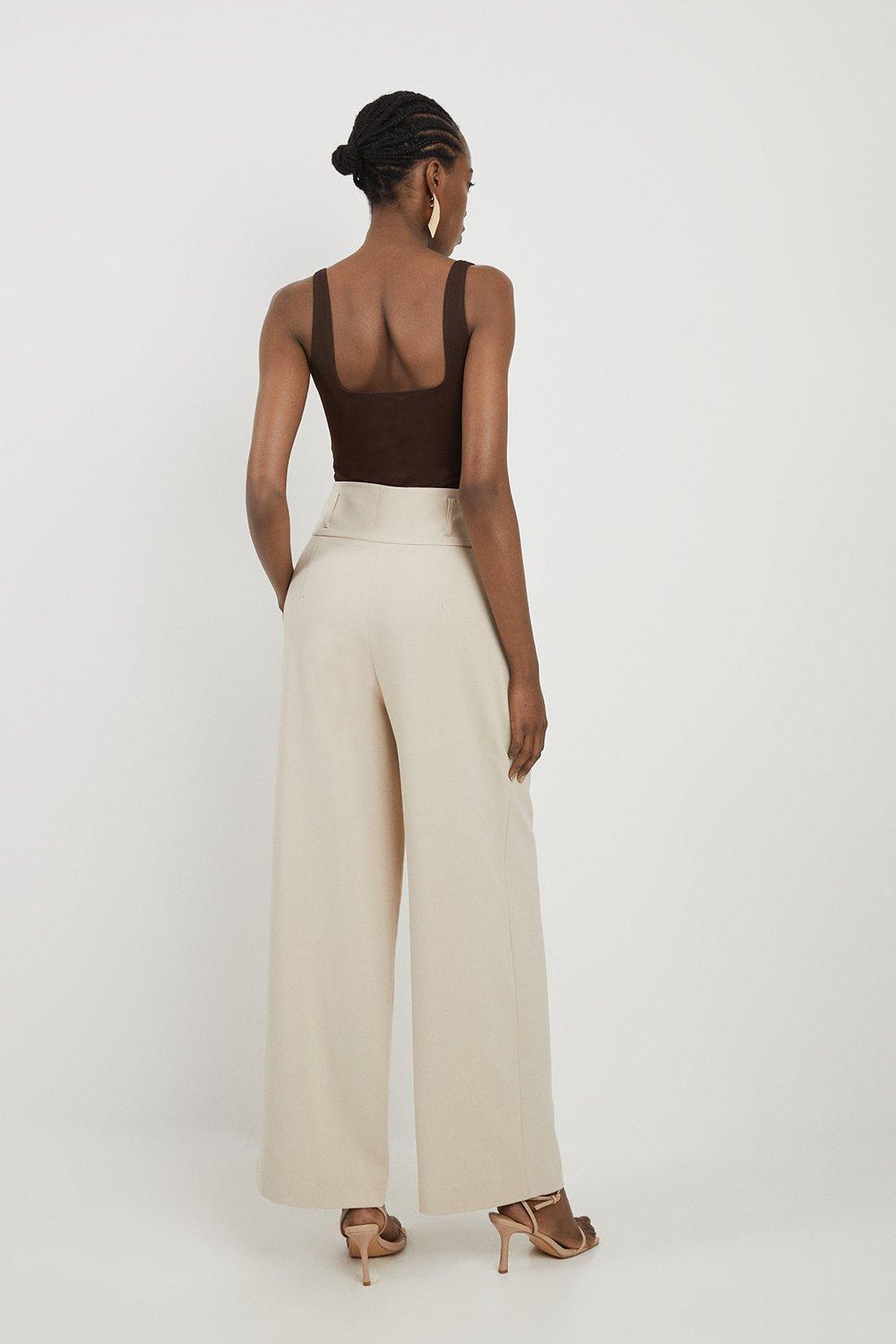 Tailored High Waisted Pleated Wide Leg Trousers