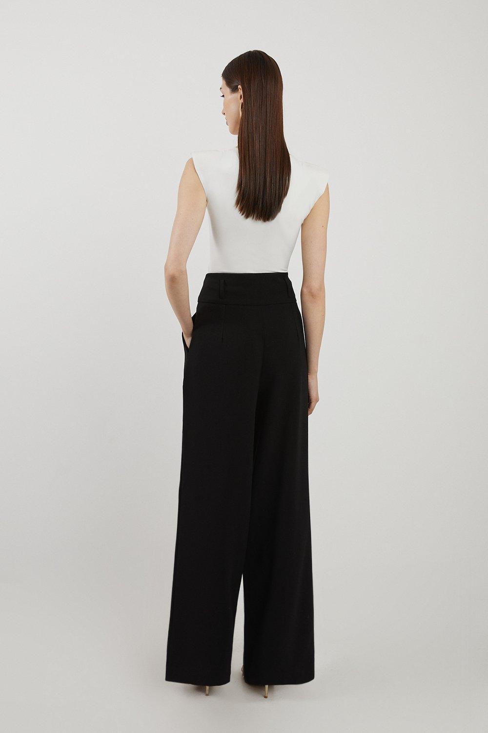 Tailored High Waisted Pleated Wide Leg Trousers