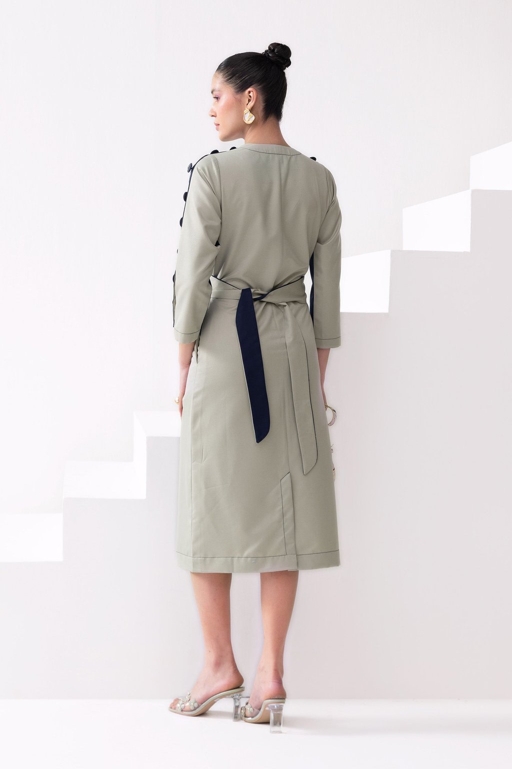 Maple Midi Dress Navy & Olive