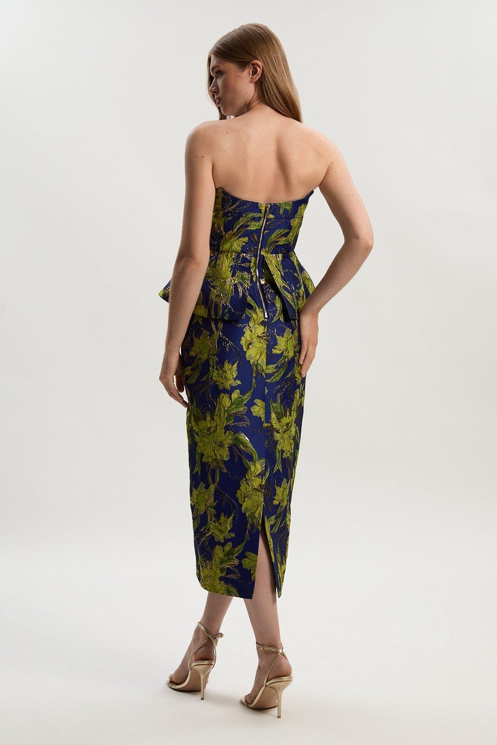 Floral Jacquard Tailored Midi Pencil Dress