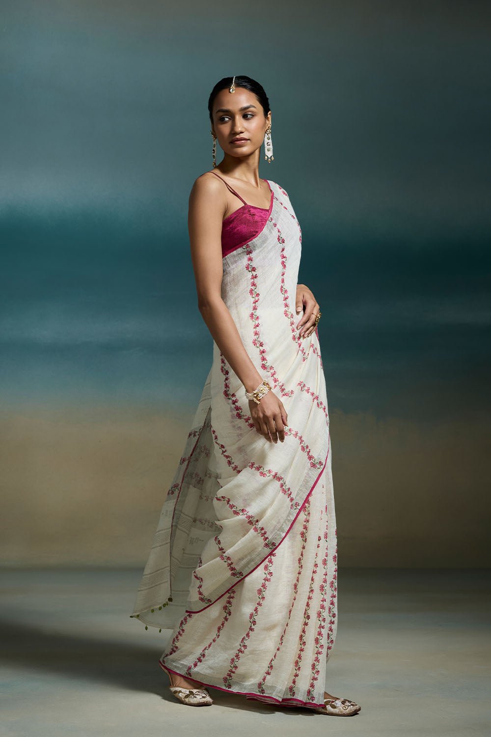 Lumiere Handloom Linen White Sarees