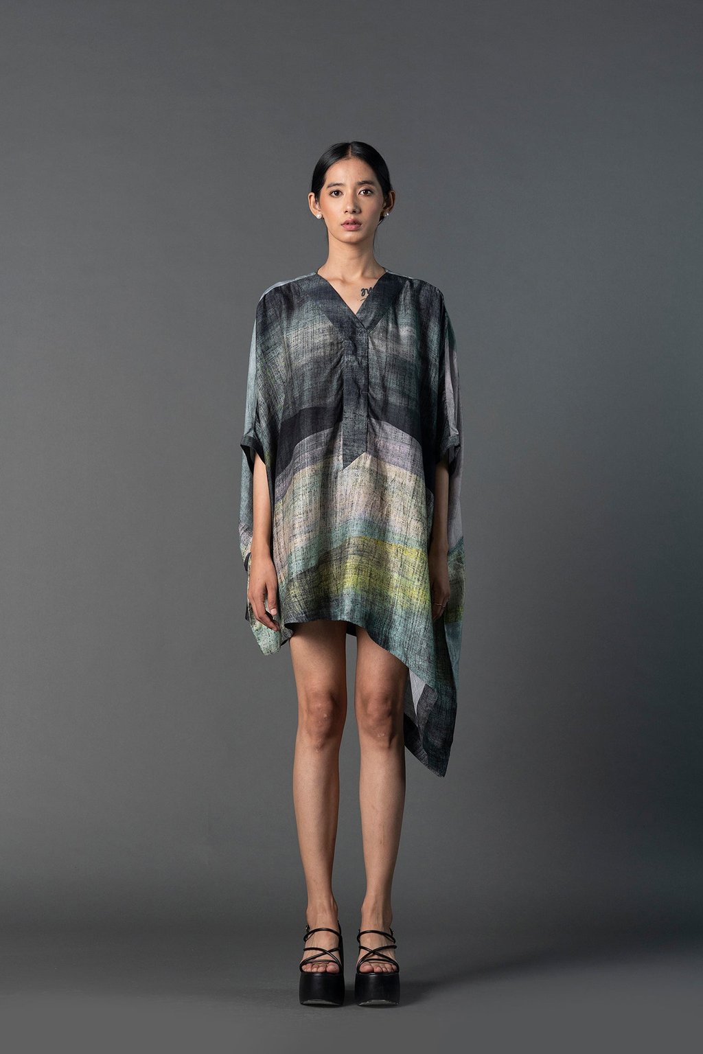 Array Abstract Charcoal Grey Dress