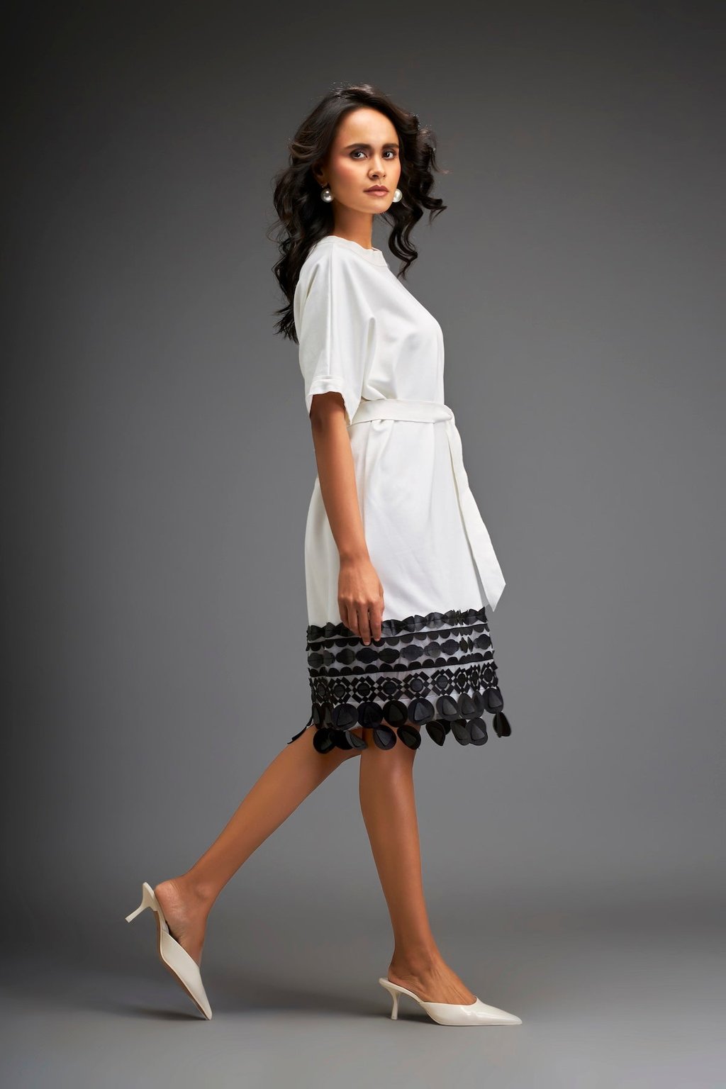 Short Dress with Detailing on the Hem