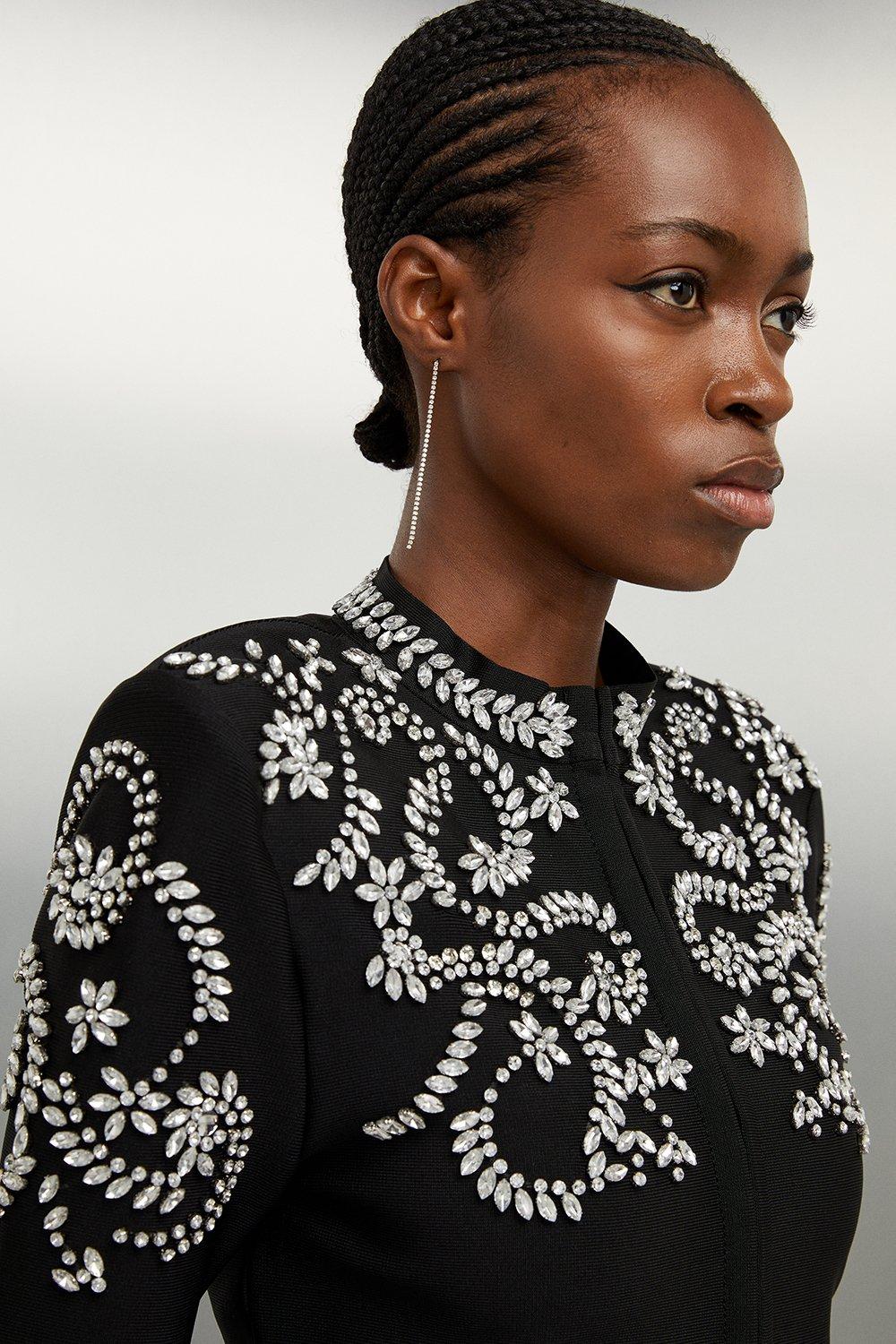 Figure Form Bandage Embellished Knit Jacket