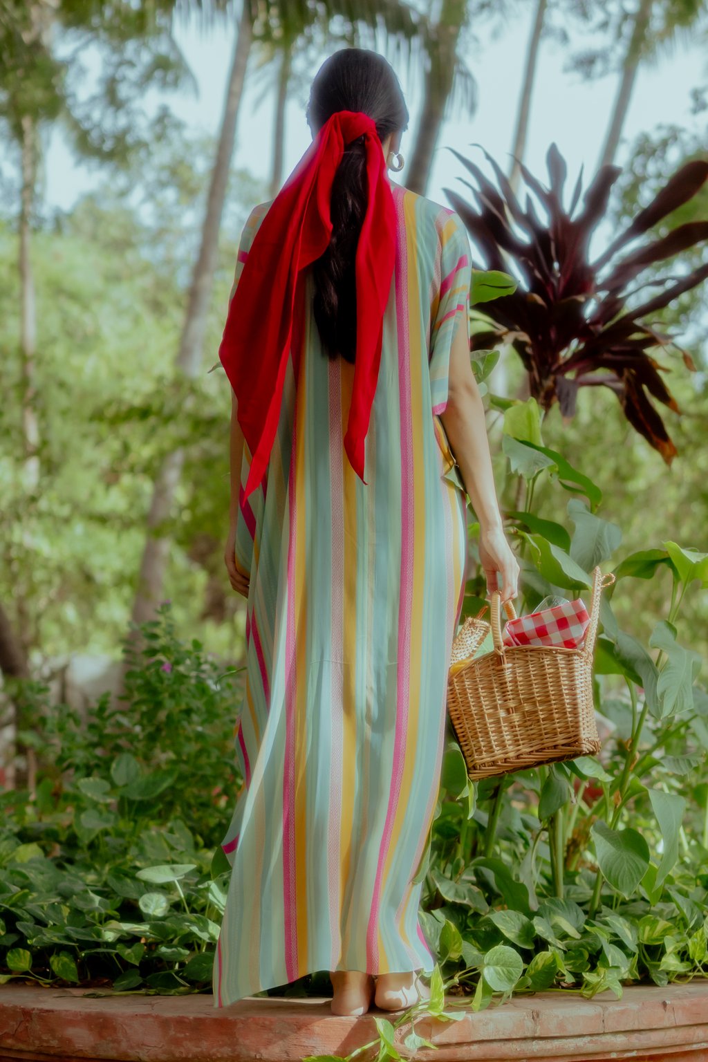 Multi-Coloured Striped Knot Kaftan