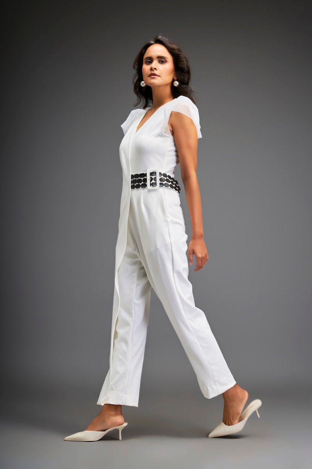 Overlap Jumpsuit with Statement Belt