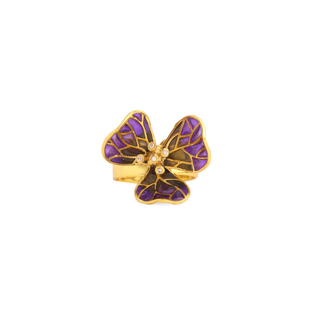 Tiny Fiore Ring - Amethyst & Smoky