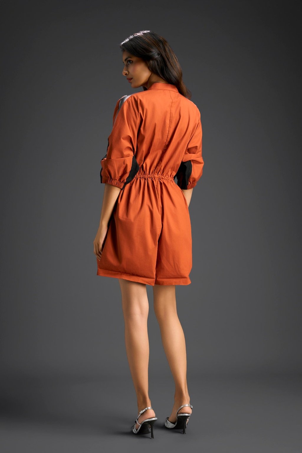 Drawstring Shirt Romper
