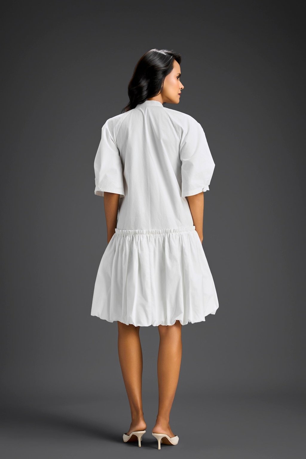 3d Floral Embellished Puff Sleeve Dress